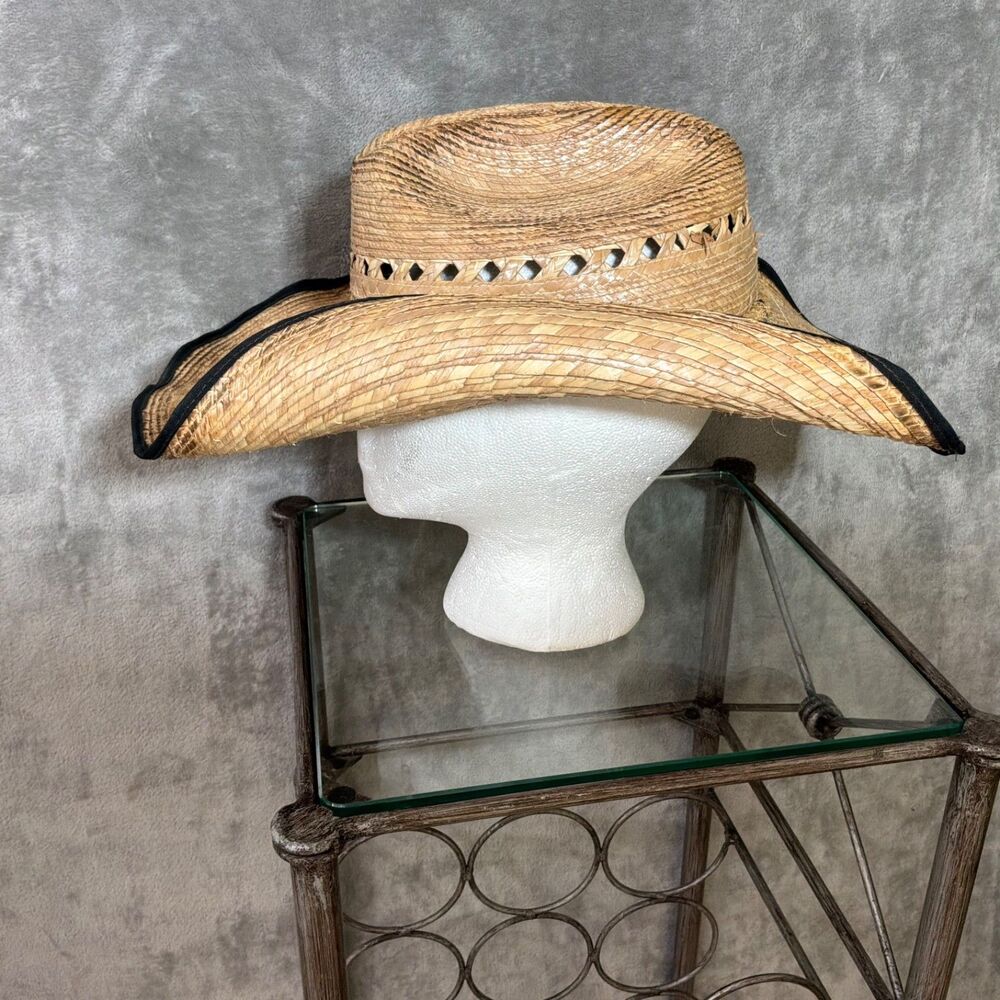 Straw Cowboy Hat Men's OSFM Classic diamond Vented Toasted Rustic cowboy Hat
